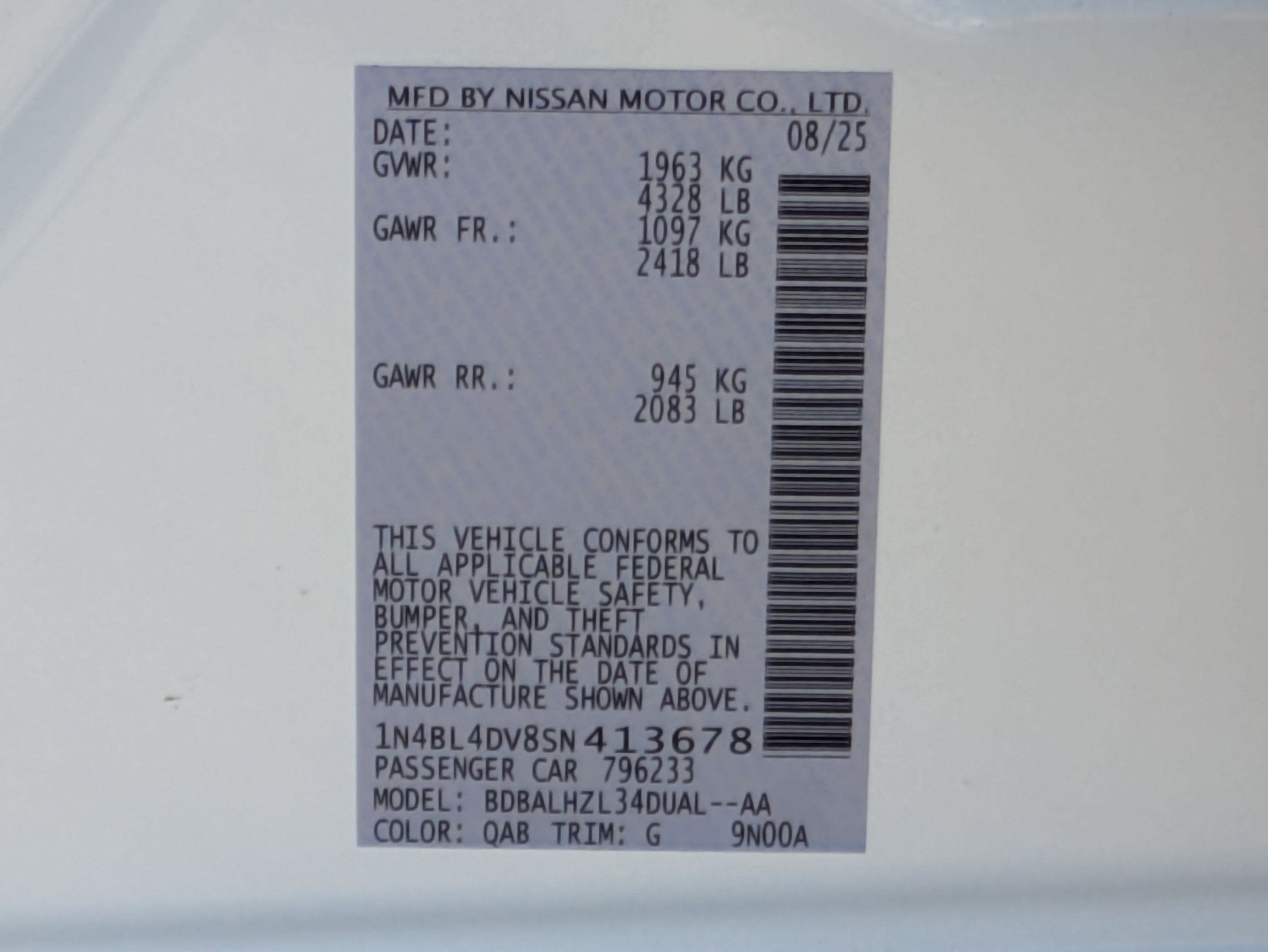 2025 Nissan Altima SV