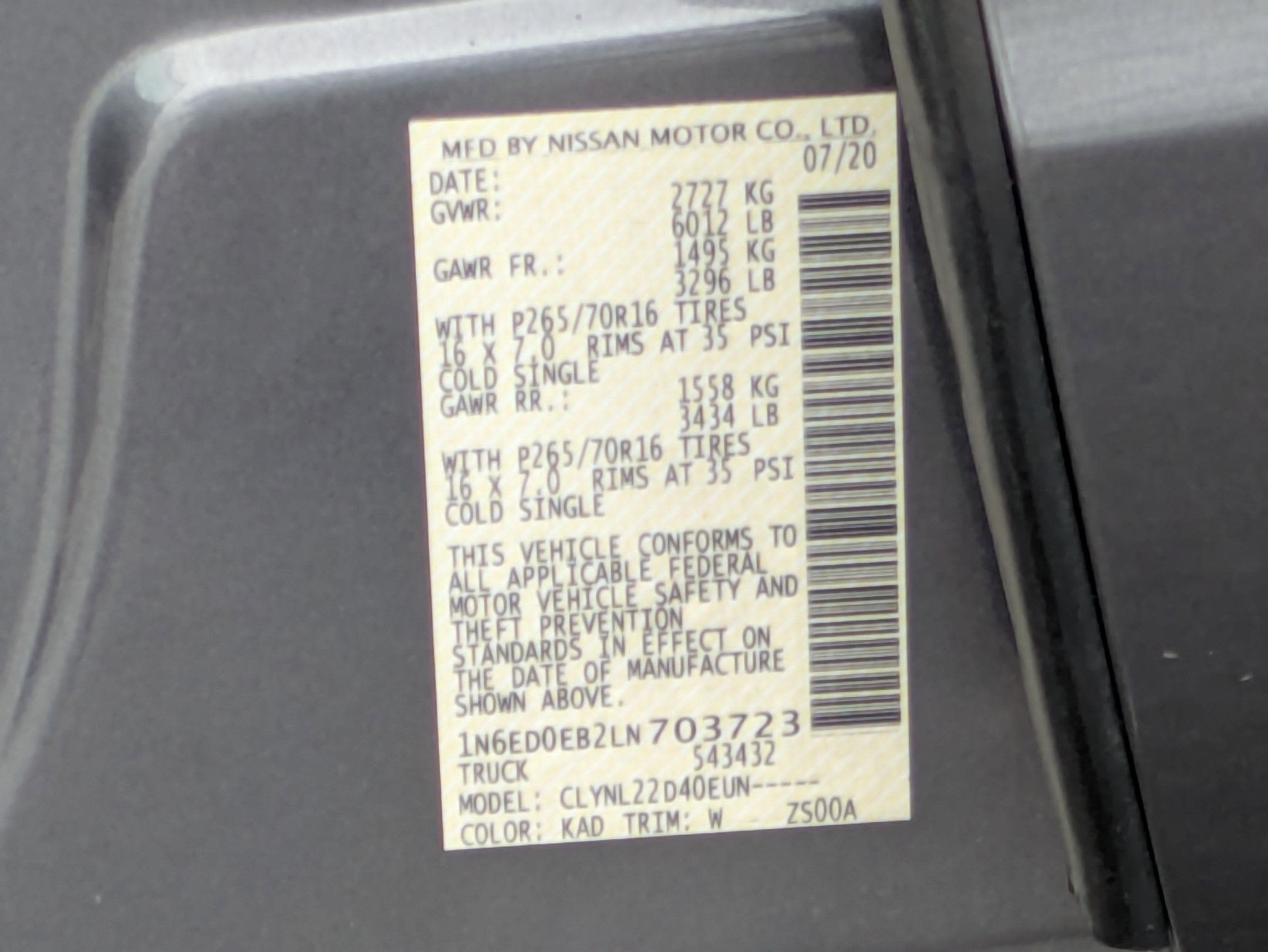 2020 Nissan Frontier SV