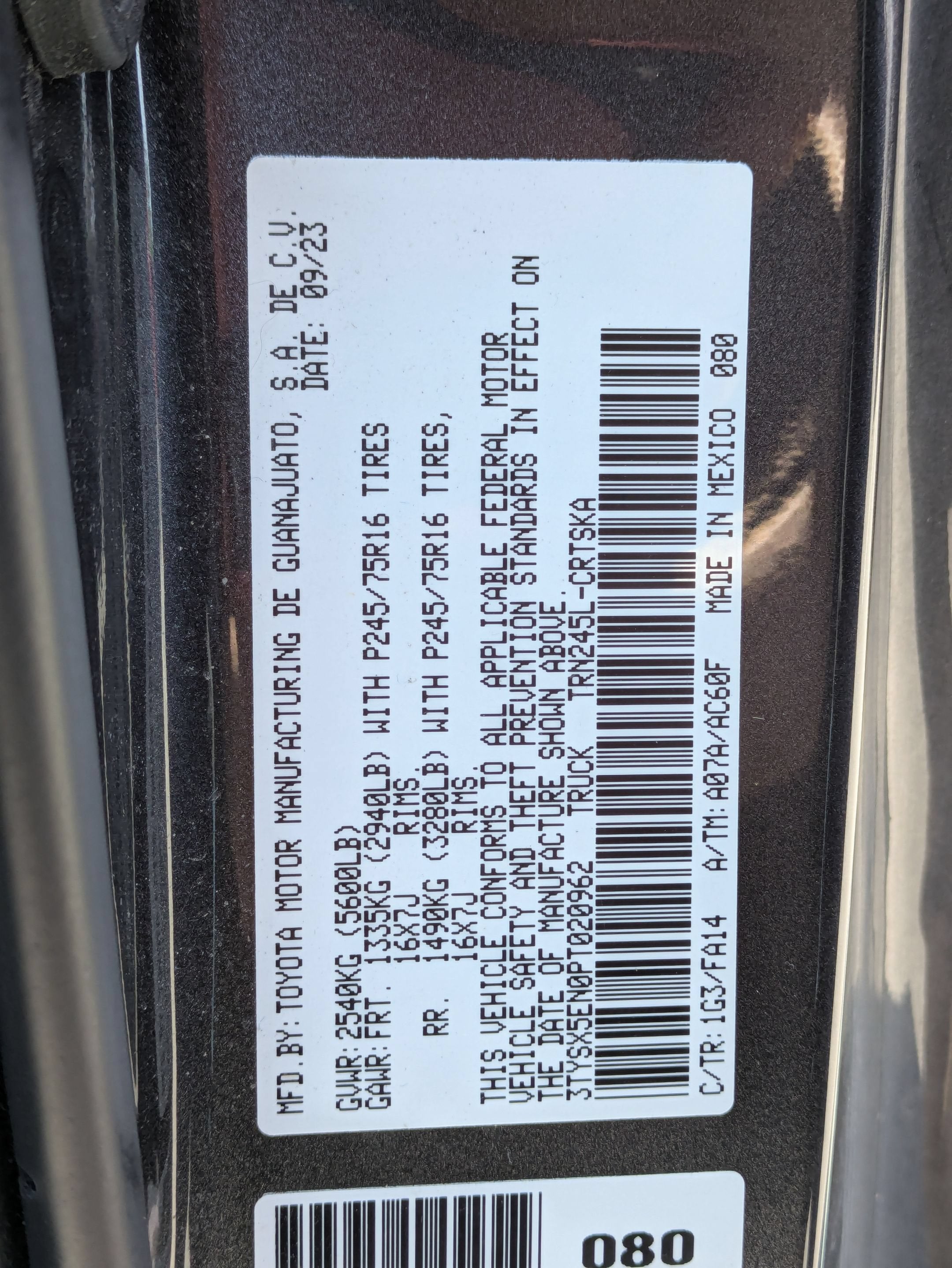 2023 Toyota Tacoma 4WD Base