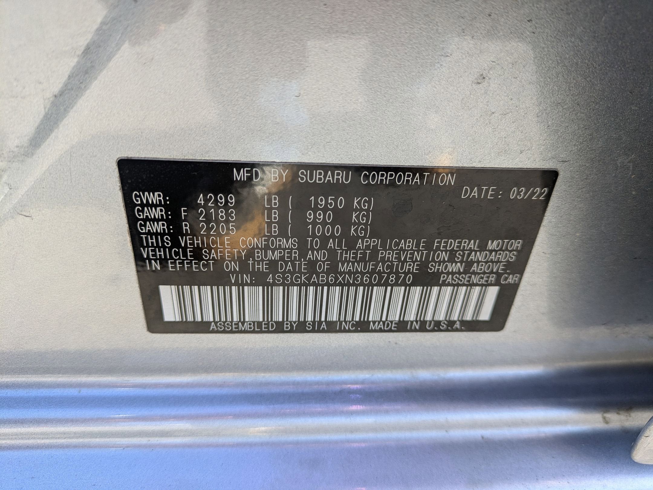 2022 Subaru Impreza 4-door CVT