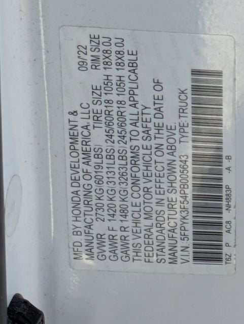 2023 Honda Ridgeline RTL