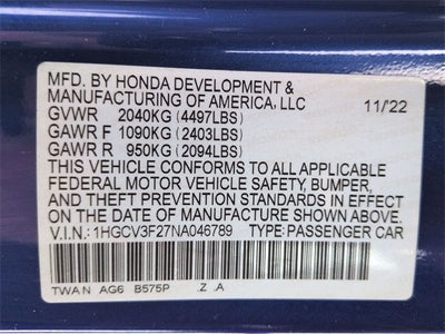 2022 Honda Accord Hybrid Sport