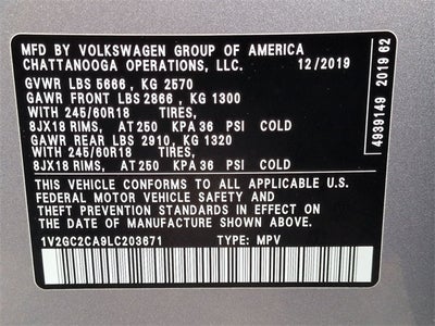 2020 Volkswagen Atlas Cross Sport 2.0T S 4Motion