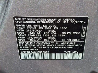 2022 Volkswagen Atlas 3.6L V6 SE w/Technology