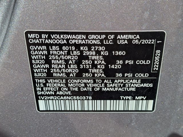 2022 Volkswagen Atlas 3.6L V6 SE w/Technology