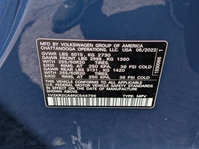 2022 Volkswagen Atlas 3.6L V6 SE w/Technology