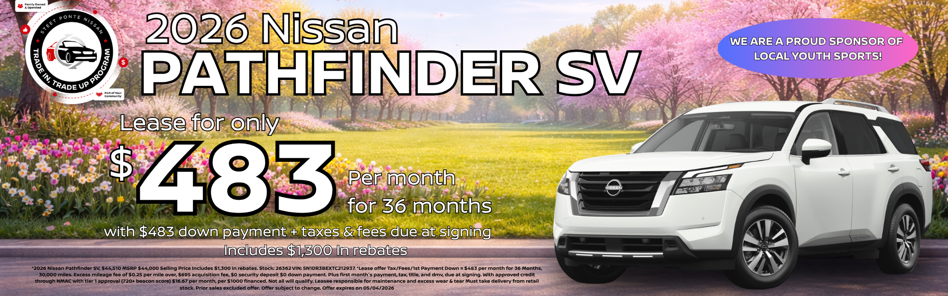 2026 Nissan Pathfinder SV Lease Offer