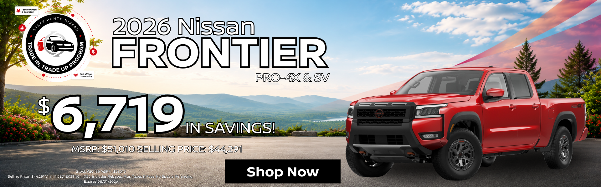 2026 Nissan Frontier $6,719 in Savings August 2026 Offer