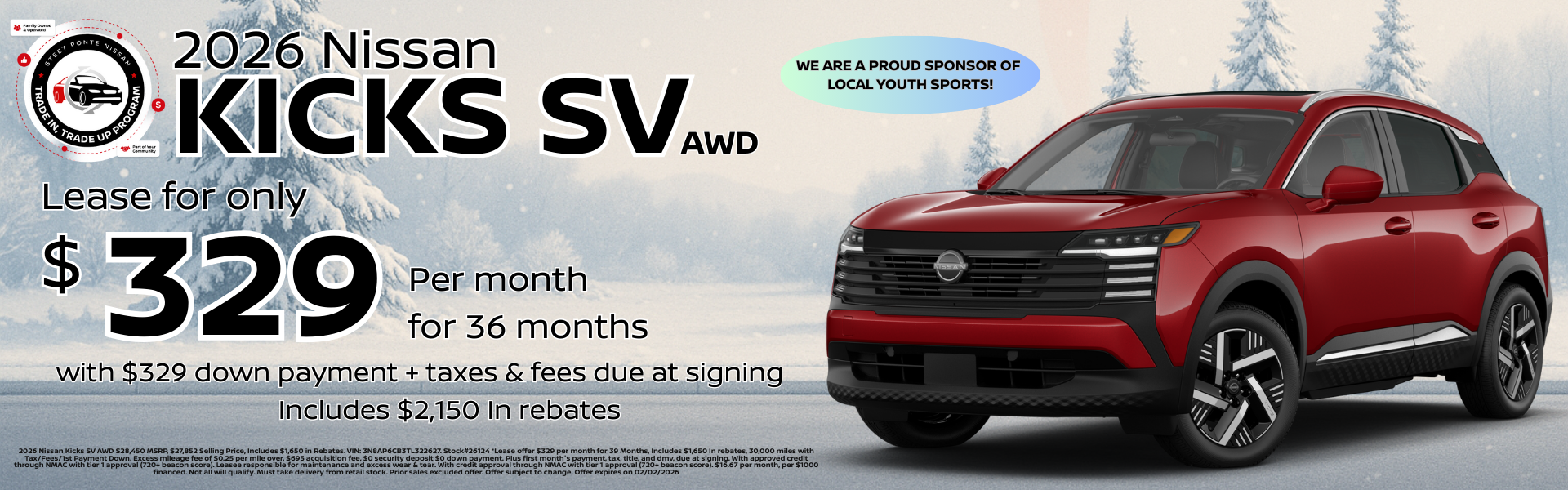 2026 Nissan Kicks SV AWD Lease Offer