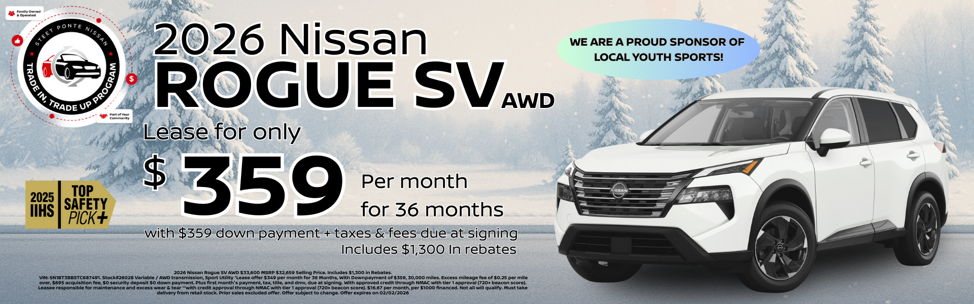 2026 Nissan Rogue SV AWD Lease Offer