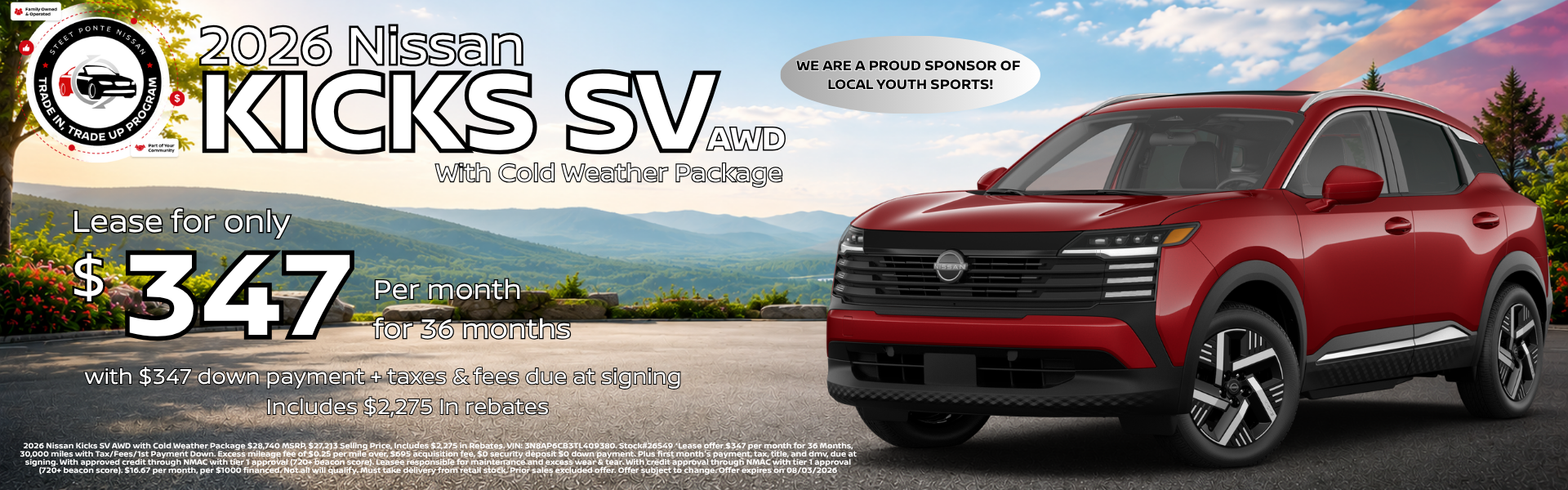 2026 Nissan Kicks SV Lease Offer