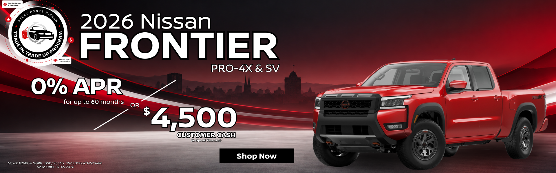 2026 Nissan Frontier October Offer